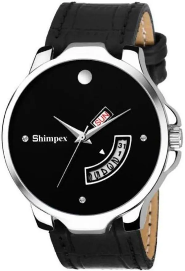 Shimpex_Good_Quality__Watches_Black_Genuine_Leather_Boys_Waterproof_With_A_One_Year_Warranty_Day_And_Date_Analog