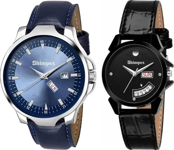 Premium_Watches_Blue_Black_Genuine_Leather_Boys_&_Girls_Waterproof_With_A_One_Year_Warranty_Day_And_Date_Analog