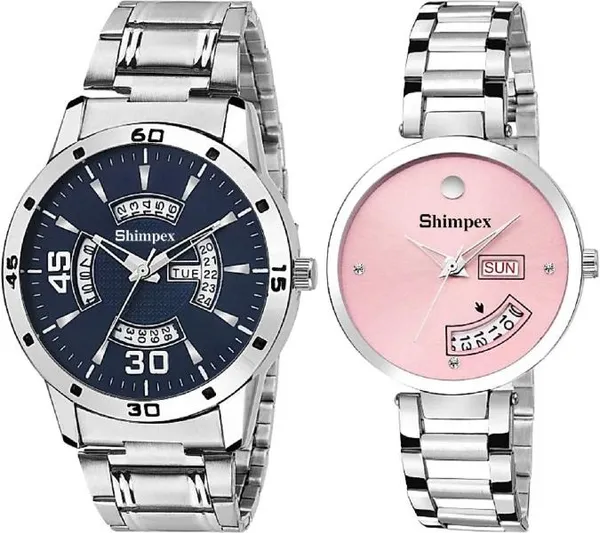 Premium_Watches_Pink_Blue_Metal_Couple_Waterproof_With_A_One_Year_Warranty_Day_And_Date_Analog