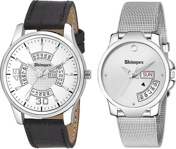 Premium_Watches_White_Metal_Genuine_Leather_Boys_&_Girls_Waterproof_With_A_One_Year_Warranty_Day_And_Date_Analog