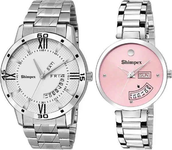 Premium_Watches_Pink_White_Metal_Couple_Waterproof_With_A_One_Year_Warranty_Day_And_Date_Analog