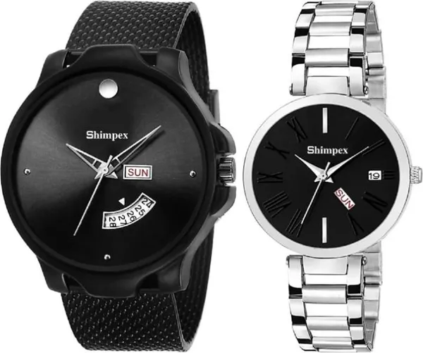 Premium_Watches_Black_Black_Metal_Genuine_Leather_Couple_Waterproof_With_A_One_Year_Warranty_Day_And_Date_Analog