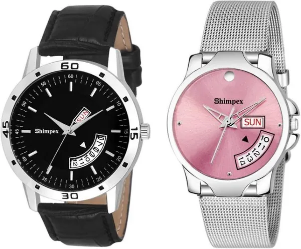 Shimpex_Good_Quality__Watches_Pink_Metal_Couple_Waterproof_With_A_One_Year_Warranty_Day_And_Date_Analog