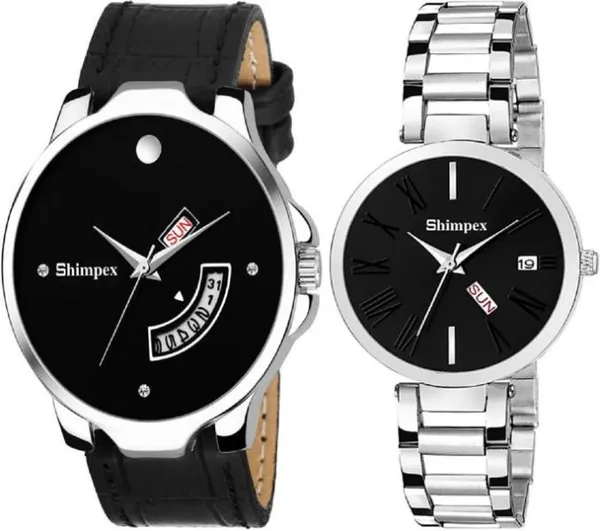 Premium_Watches_Black_Black_Metal_Genuine_Leather_Couple_Waterproof_With_A_One_Year_Warranty_Day_And_Date_Analog