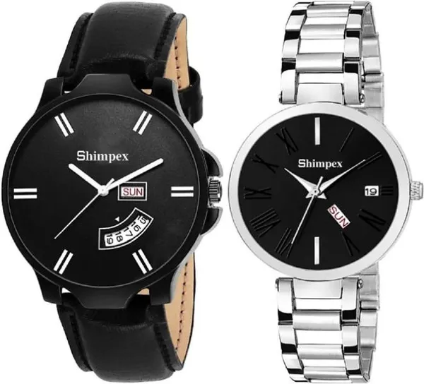 Premium_Watches_Black_Black_Metal_Genuine_Leather_Couple_Waterproof_With_A_One_Year_Warranty_Day_And_Date_Analog