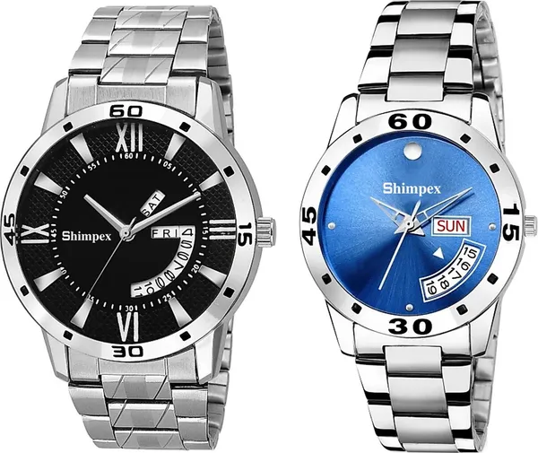 Premium_Watches_Blue_Metal_Couple_Waterproof_With_A_One_Year_Warranty_Day_And_Date_Analog