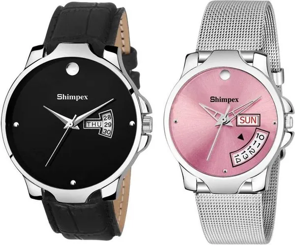 Premium_Watches_White_Genuine_Leather_Metal_Couple_Waterproof_With_A_One_Year_Warranty_Day_And_Date_Analog