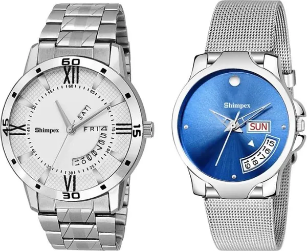 Premium_Watches_White_Genuine_Leather_Metal_Couple_Waterproof_With_A_One_Year_Warranty_Day_And_Date_Analog