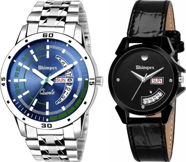 Premium_Watches_Blue_Black_Stainless_Steel_Genuine_Leather_Men_Waterproof_With_A_One_Year_Warranty_Day_And_Date_Analog