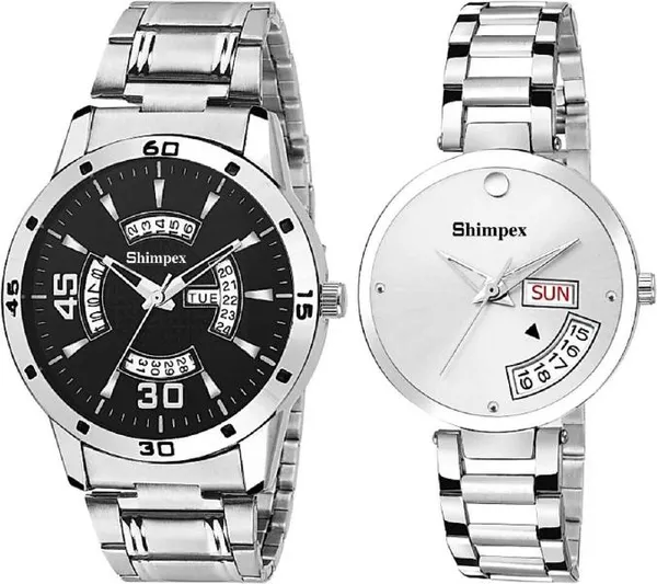 Premium_Watches_Black_White_Metal_Couple_Waterproof_With_A_One_Year_Warranty_Day_And_Date_Analog