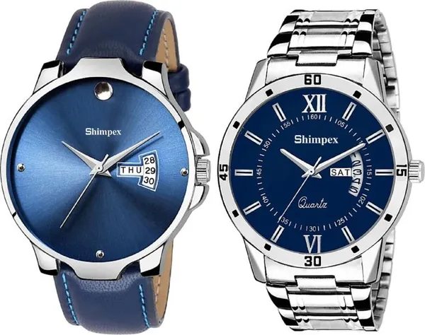 Premium_Watches_Blue_Genuine_Leather_Boys_Waterproof_With_A_One_Year_Warranty_Day_And_Date_Analog