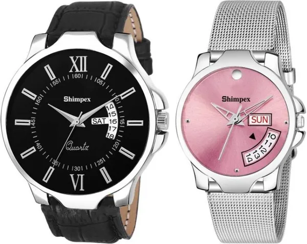 Premium_Watches_Pink_Metal_Couple_Waterproof_With_A_One_Year_Warranty_Day_And_Date_Analog