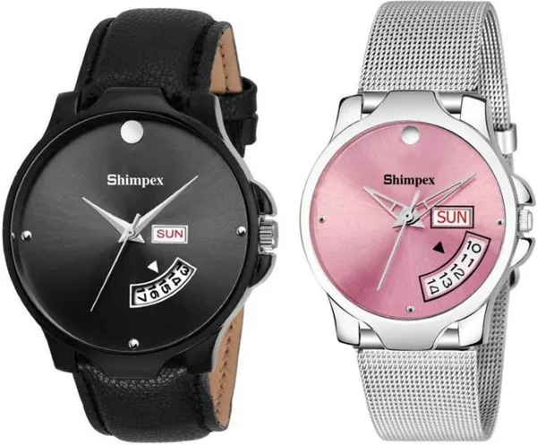Premium_Watches_White_Genuine_Leather_Metal_Couple_Waterproof_With_A_One_Year_Warranty_Day_And_Date_Analog