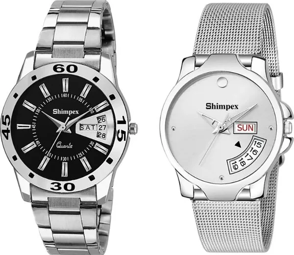Premium_Watches_White_Metal_Couple_Waterproof_With_A_One_Year_Warranty_Day_And_Date_Analog
