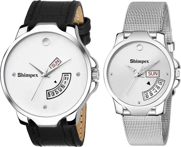 Premium_Watches_White_Metal_Genuine_Leather_Boys_&_Girls_Waterproof_With_A_One_Year_Warranty_Day_And_Date_Analog