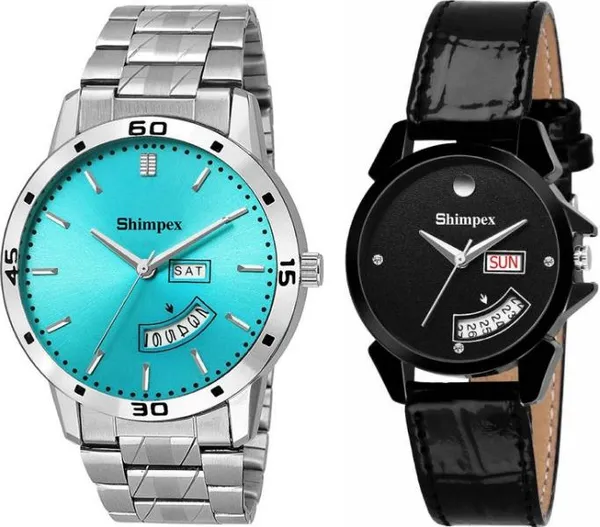 Shimpex_Good_Quality__Watches_Black_Genuine_Leather_Couple_Waterproof_With_A_One_Year_Warranty_Day_And_Date_Analog