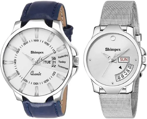 Premium_Watches_White_Genuine_Leather_Stainless_Steel_Couple_Waterproof_With_A_One_Year_Warranty_Day_And_Date_Analog