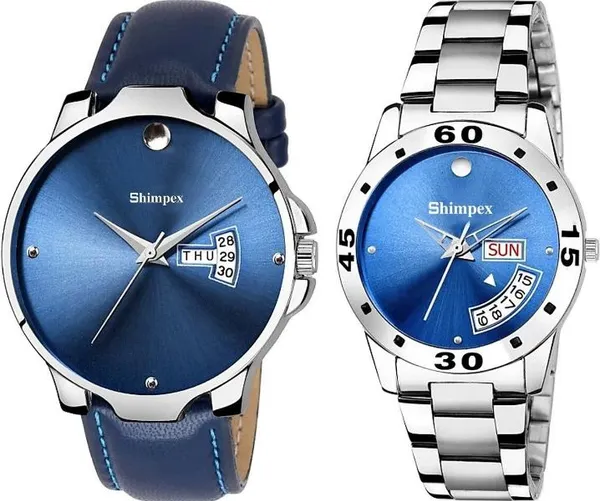 Premium_Watches_Blue_Stainless_Steel_Genuine_Leather_Couple_Waterproof_With_A_One_Year_Warranty_Day_And_Date_Analog