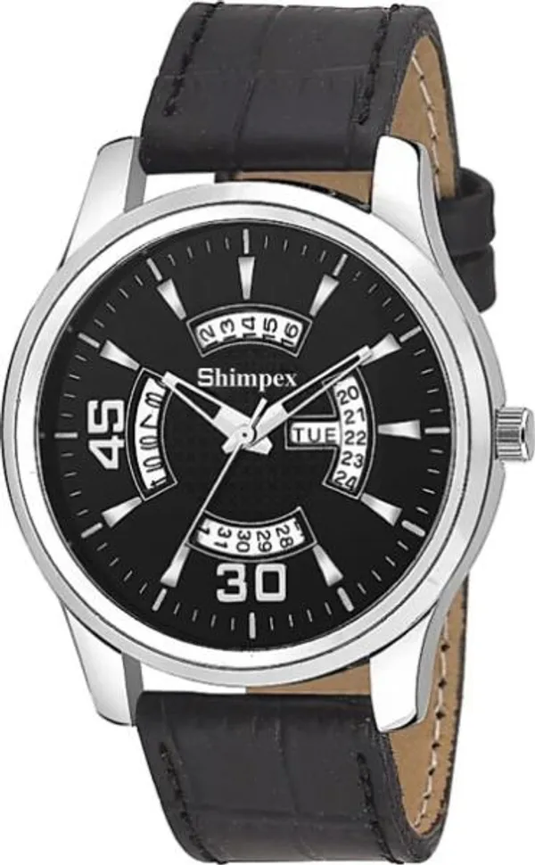 Premium_Watches_Black_Genuine_Leather_Men_Waterproof_With_A_One_Year_Warranty_Day_And_Date_Analog