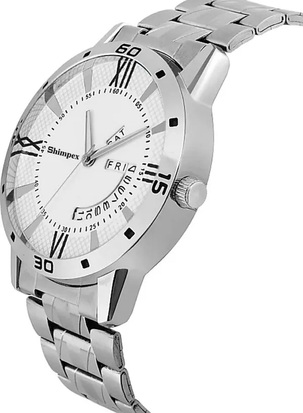 Premium_Watches_White_Stainless_Steel_Boys_Waterproof_With_A_One_Year_Warranty_Day_And_Date_Analog