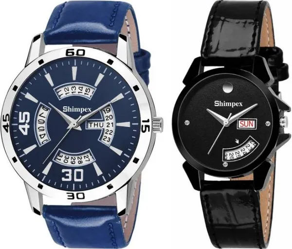 Shimpex_Good_Quality__Watches_Black_Genuine_Leather_Couple_Waterproof_With_A_One_Year_Warranty_Day_And_Date_Analog