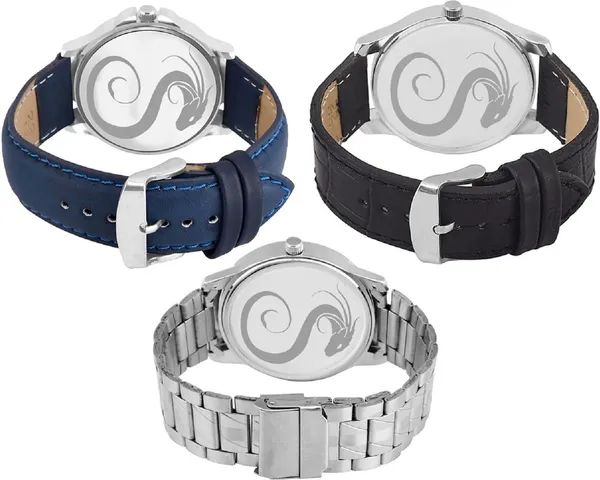 Premium_Watches_Blue_Black_Blue_Stainless_Steel_Genuine_Leather_Boys_Waterproof_With_A_One_Year_Warranty_Day_And_Date_Analog