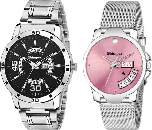 Premium_Watches_White_Genuine_Leather_Metal_Couple_Waterproof_With_A_One_Year_Warranty_Day_And_Date_Analog