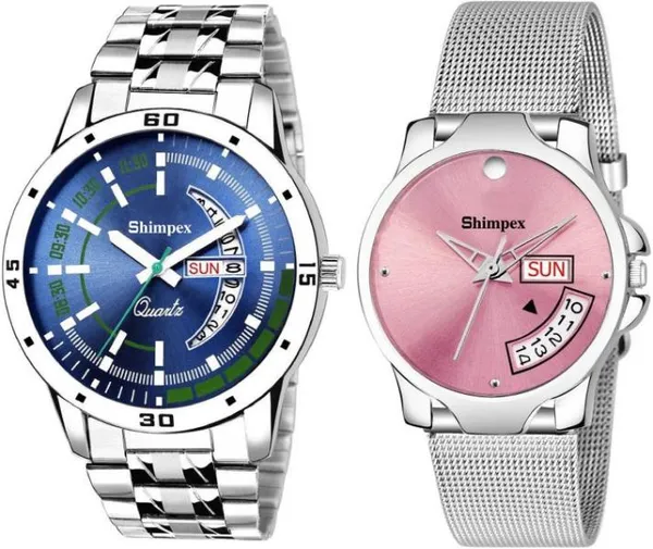 Shimpex_Good_Quality__Watches_Pink_Metal_Couple_Waterproof_With_A_One_Year_Warranty_Day_And_Date_Analog
