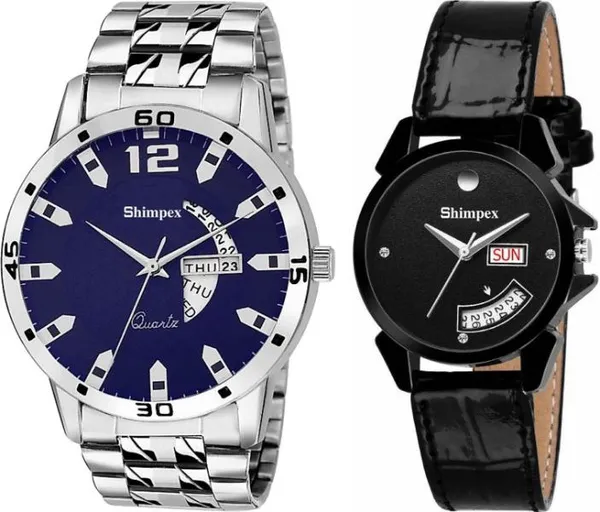 Premium_Watches_Black_Genuine_Leather_Couple_Waterproof_With_A_One_Year_Warranty_Day_And_Date_Analog