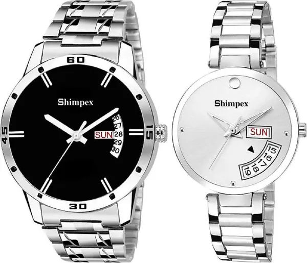 Premium_Watches_Black_White_Metal_Couple_Waterproof_With_A_One_Year_Warranty_Day_And_Date_Analog