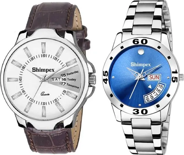Premium_Watches_White_Genuine_Leather_Metal_Couple_Waterproof_With_A_One_Year_Warranty_Day_And_Date_Analog