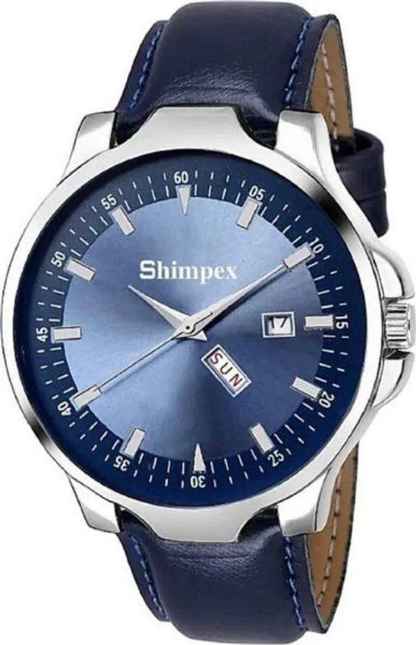 Shimpex_Good_Quality__Watches_Blue_Genuine_Leather_Boys_Waterproof_With_A_One_Year_Warranty_Day_And_Date_Analog