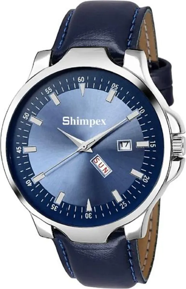 Premium_Watches_Blue_Genuine_Leather_Boys_Waterproof_With_A_One_Year_Warranty_Day_And_Date_Analog