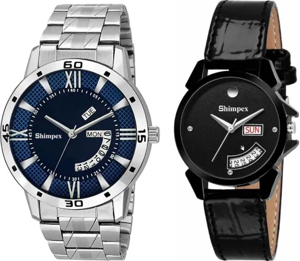 Premium_Watches_Black_Genuine_Leather_Couple_Waterproof_With_A_One_Year_Warranty_Day_And_Date_Analog