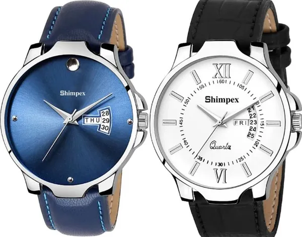 Premium_Watches_White_Blue_Genuine_Leather_Men_Waterproof_With_A_One_Year_Warranty_Day_And_Date_Analog