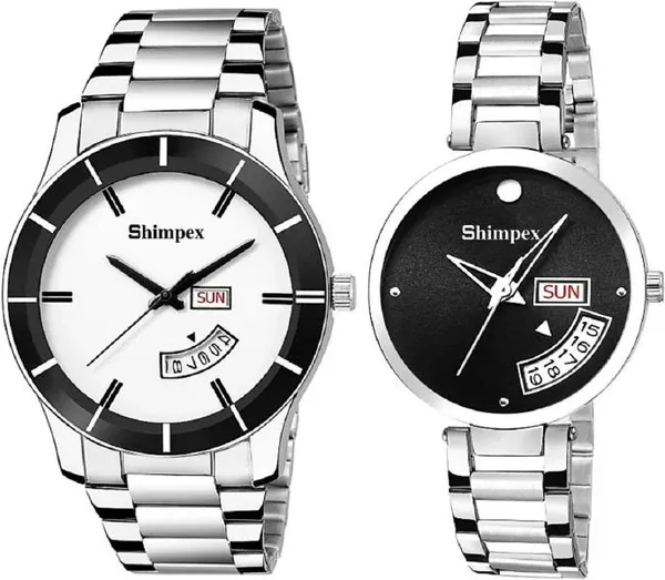 Premium_Watches_Black_White_Metal_Couple_Waterproof_With_A_One_Year_Warranty_Day_And_Date_Analog