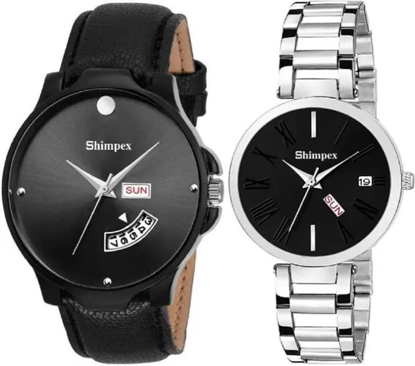 Premium_Watches_Black_Black_Metal_Genuine_Leather_Couple_Waterproof_With_A_One_Year_Warranty_Day_And_Date_Analog