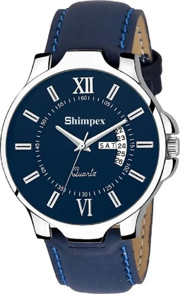 Premium_Watches_White_Genuine_Leather_Metal_Boys_Waterproof_With_A_One_Year_Warranty_Day_And_Date_Analog