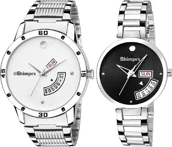 Premium_Watches_Black_White_Metal_Couple_Waterproof_With_A_One_Year_Warranty_Day_And_Date_Analog