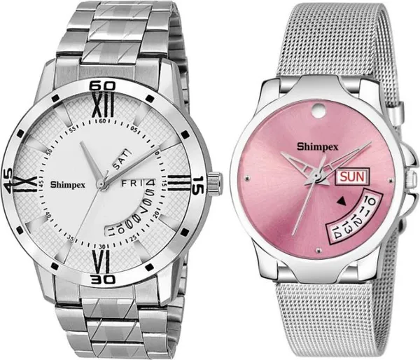 Premium_Watches_White_Genuine_Leather_Metal_Couple_Waterproof_With_A_One_Year_Warranty_Day_And_Date_Analog