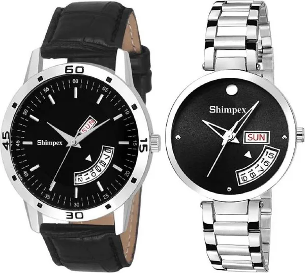 Premium_Watches_Black_Metal_Genuine_Leather_Couple_Waterproof_With_A_One_Year_Warranty_Day_And_Date_Analog