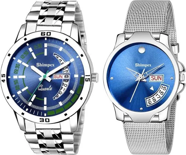 Premium_Watches_Blue_Genuine_Leather_Metal_Boys_&_Girls_Waterproof_With_A_One_Year_Warranty_Day_And_Date_Analog