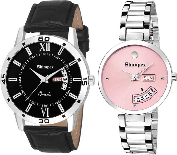 Premium_Watches_Pink_Black_Metal_Genuine_Leather_Men_&_Women_Waterproof_With_A_One_Year_Warranty_Day_And_Date_Analog