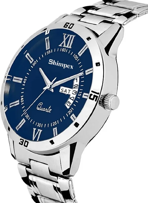 Premium_Watches_Blue_Stainless_Steel_Boys_Waterproof_With_A_One_Year_Warranty_Day_And_Date_Analog