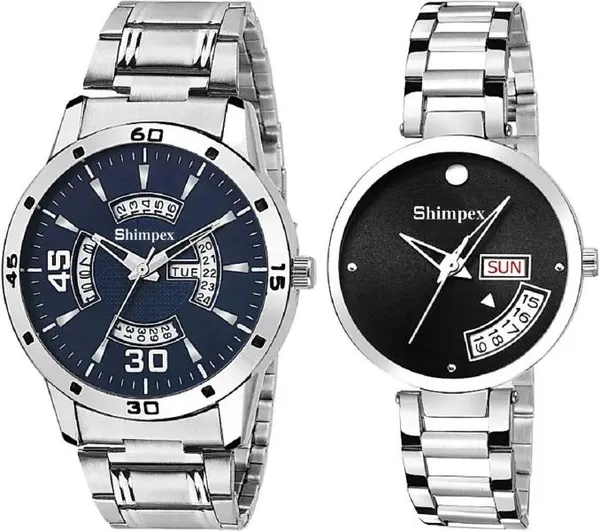 Premium_Watches_Multicolor_Metal_Couple_Waterproof_With_A_One_Year_Warranty_Day_And_Date_Analog