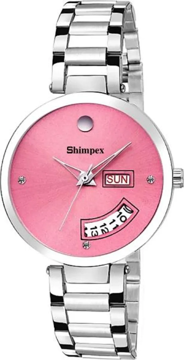 Premium_Watches_Pink_Metal_Girls_Waterproof_With_A_One_Year_Warranty_Day_And_Date_Analog