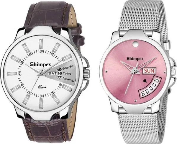 Premium_Watches_White_Genuine_Leather_Metal_Couple_Waterproof_With_A_One_Year_Warranty_Day_And_Date_Analog