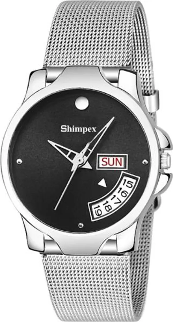 Premium_Watches_Black_Metal_Girls_Waterproof_With_A_One_Year_Warranty_Day_And_Date_Analog