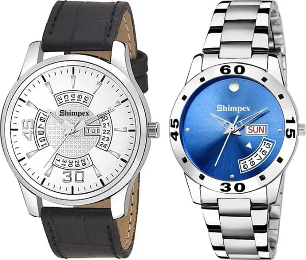 Premium_Watches_White_Genuine_Leather_Metal_Couple_Waterproof_With_A_One_Year_Warranty_Day_And_Date_Analog