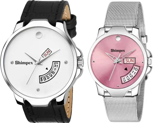 Premium_Watches_Pink_Metal_Couple_Waterproof_With_A_One_Year_Warranty_Day_And_Date_Analog